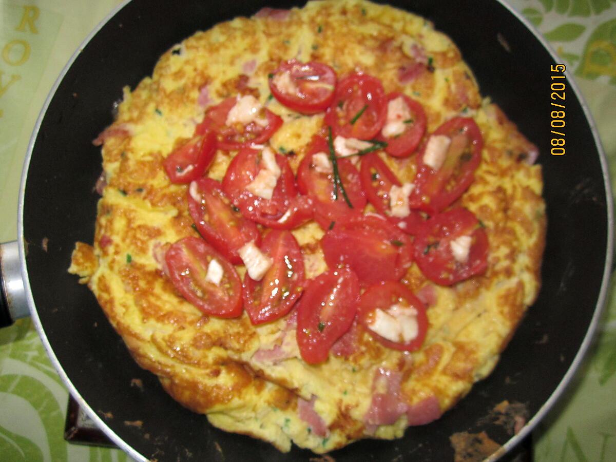 recette Tortilla jambon/pommes de terre et tomates/mozzarella