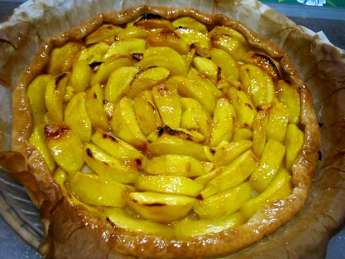 recette Tarte aux pêches jaunes nature.