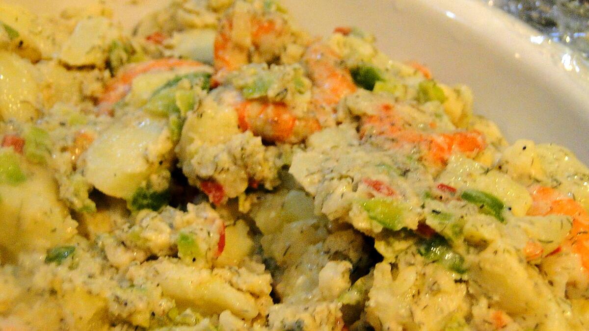 recette Salade de pommes de terre aux crevettes et à l"aneth