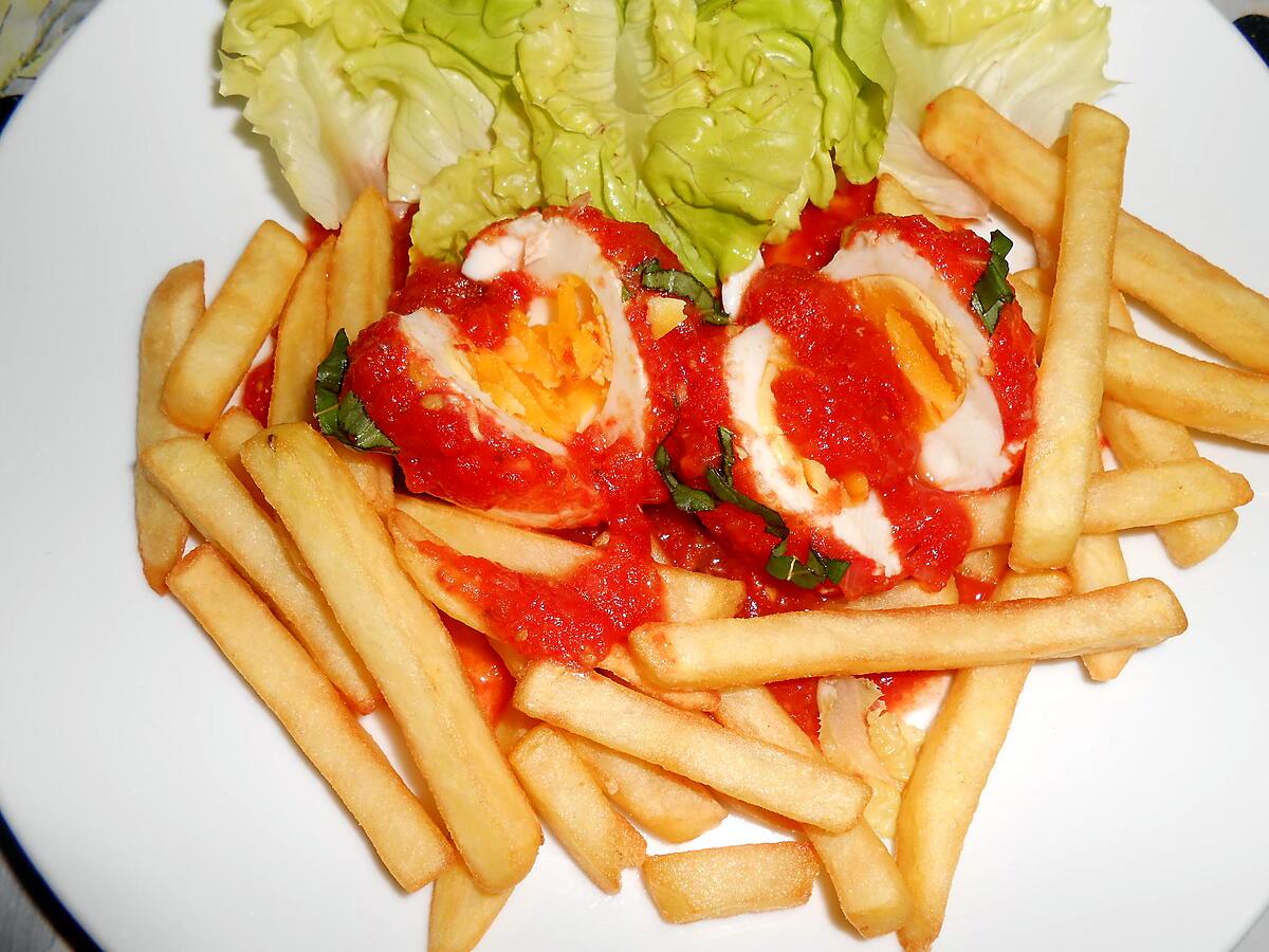 recette LE PETIT DINER DE CE SOIR : OEUFS DURS SAUCE TOMATES MAISON