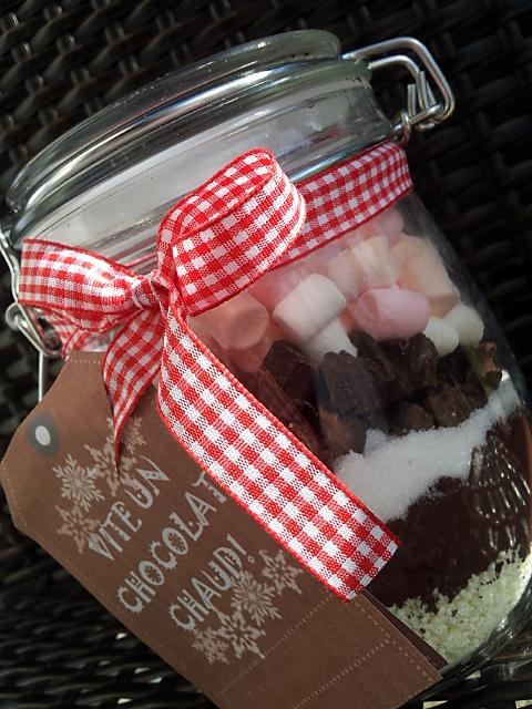 recette Bocaux de chocolat chaud au marshmallow *Cadeau gourmand*