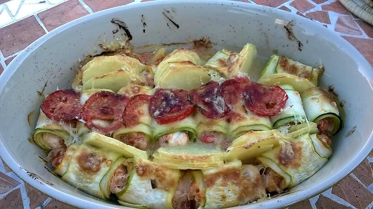 recette rouler de courgette  chèvre et tomate