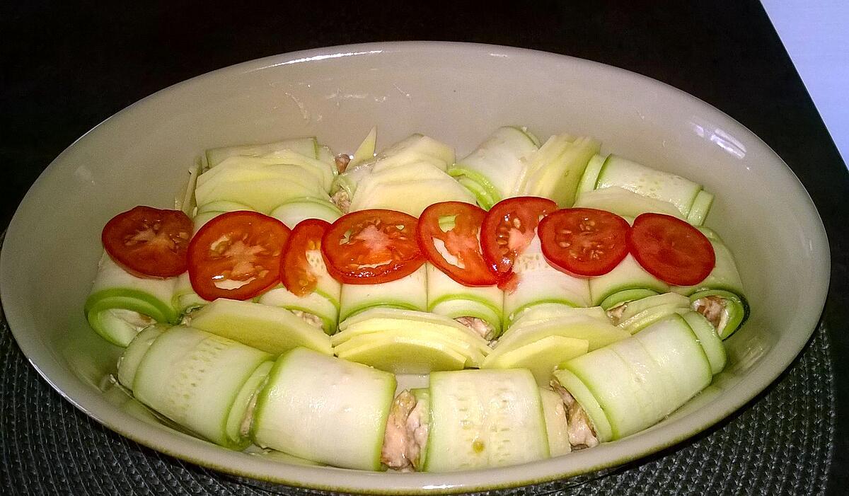 recette rouler de courgette  chèvre et tomate