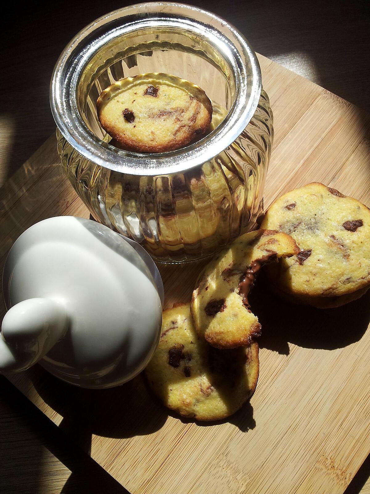 recette Cookies aux pépites de chocolat et son coeur coulant au nutella