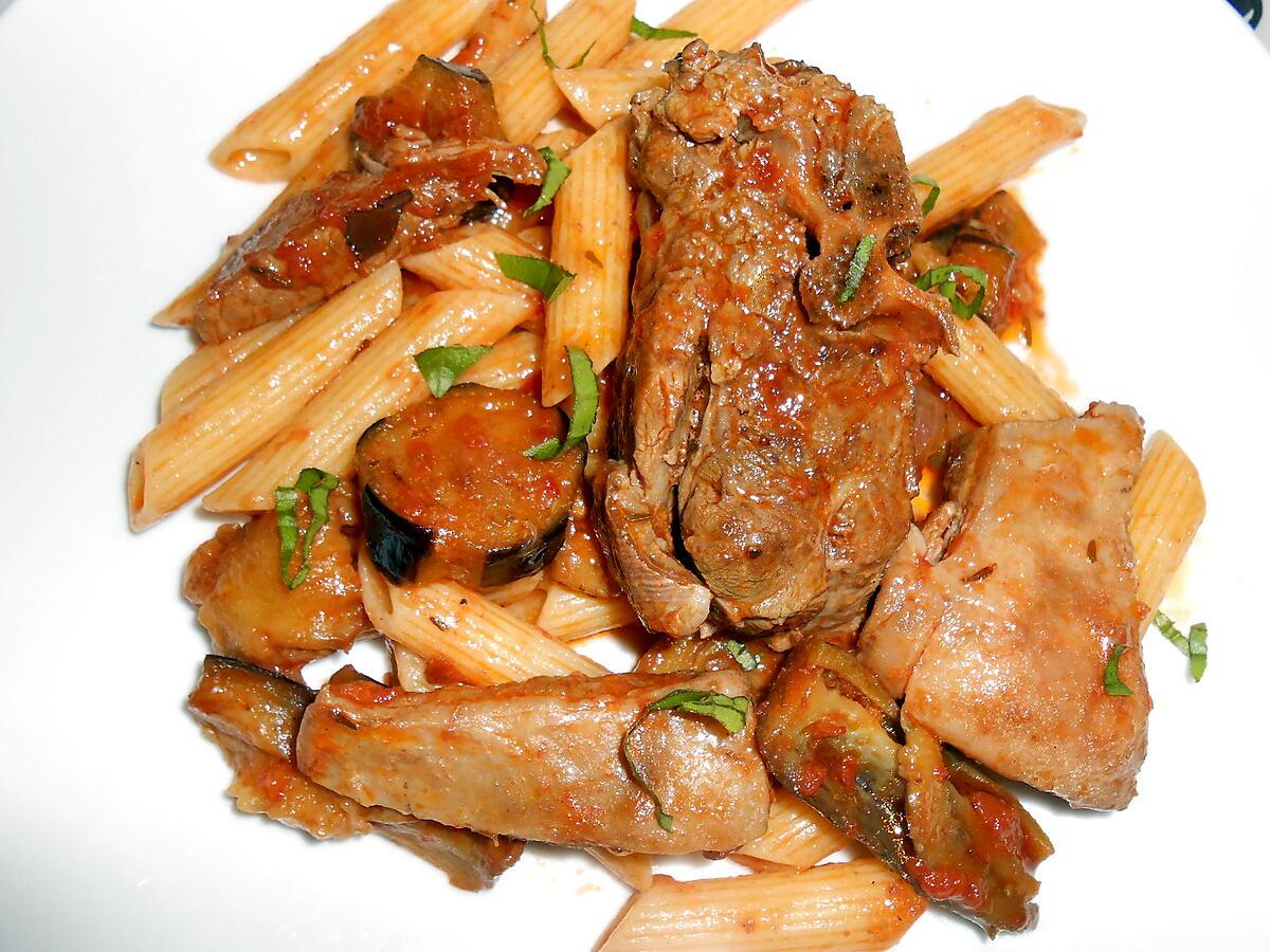 recette AGNELLO PROFUMATO (Agneau parfumé et sauce tomates fraiches maison et aubergines frites)