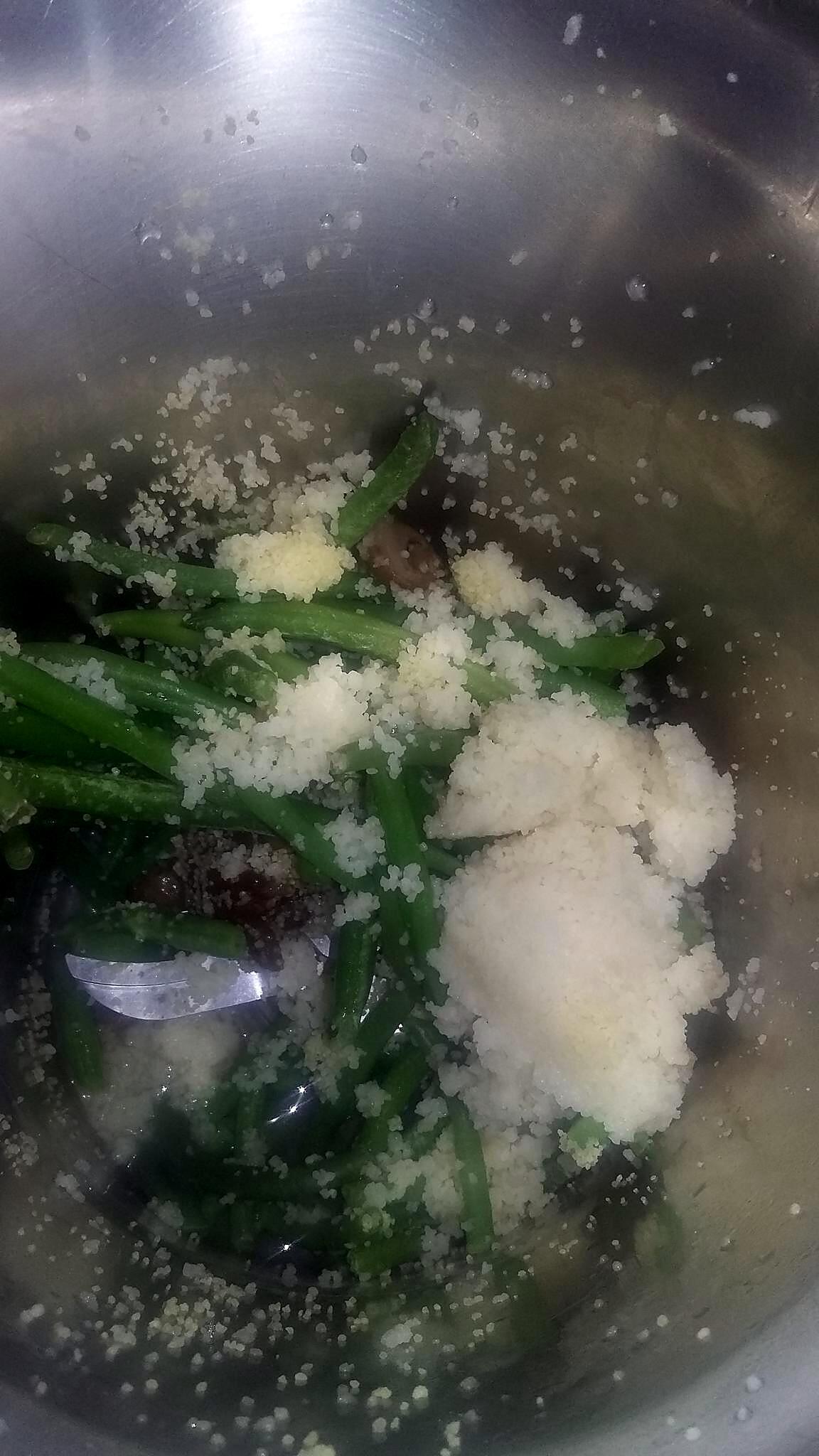 recette Purée bébé d'haricot vert champignons semoule jambon