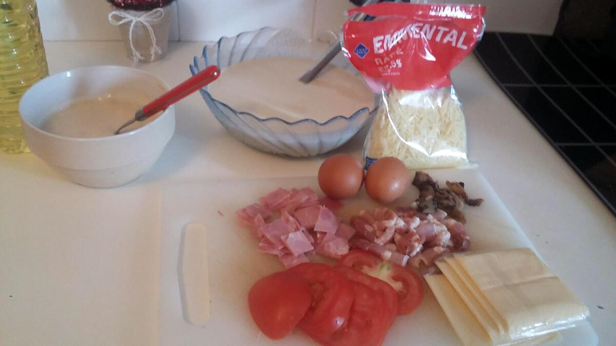 recette Crêpes salé jambon champignons tomate