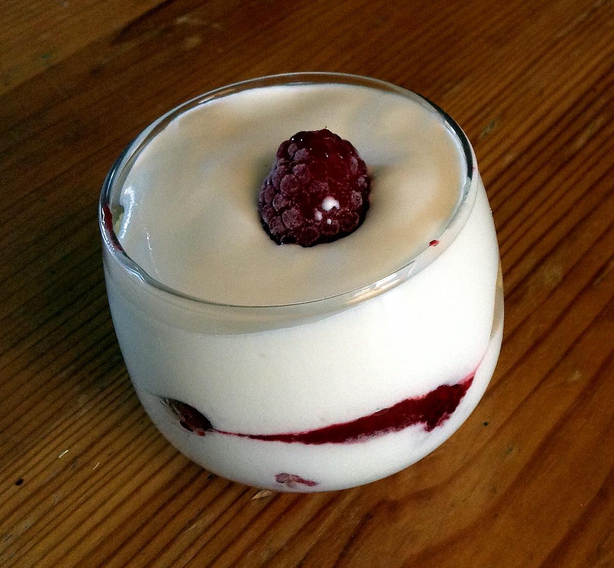 recette Verrine légère aux framboises