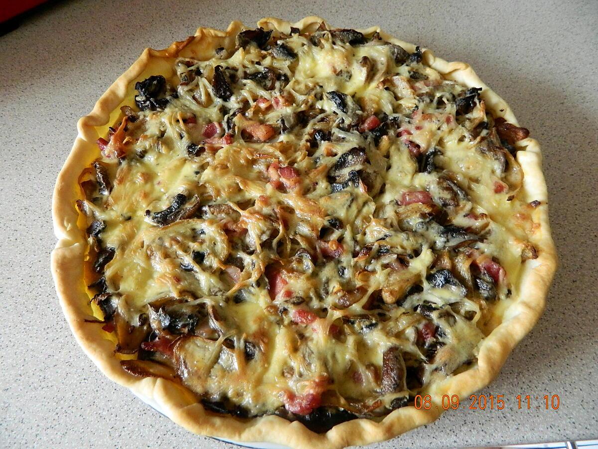 recette Tarte aux oignons,champignons et lardons