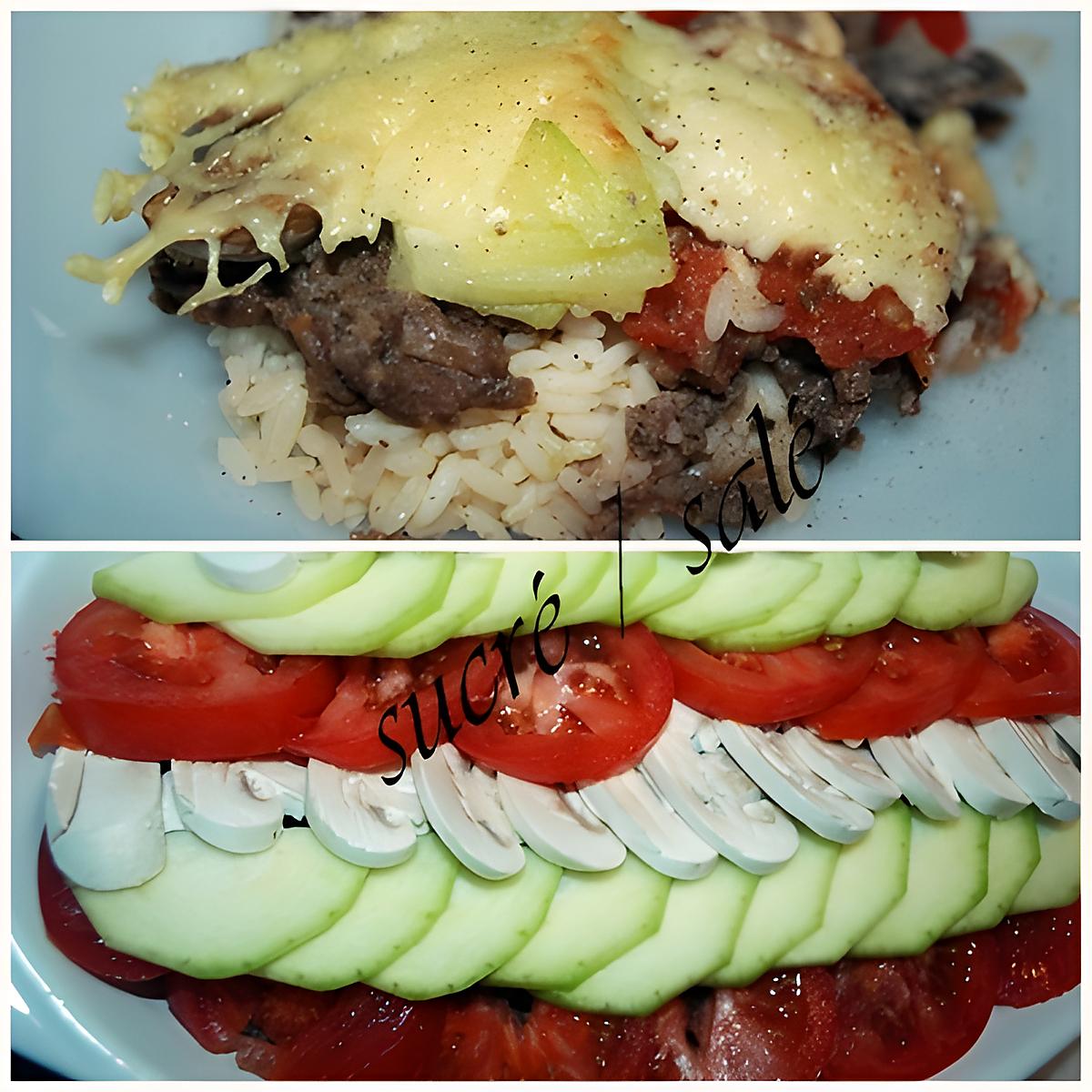 recette gratin de riz au boeuf et légumes