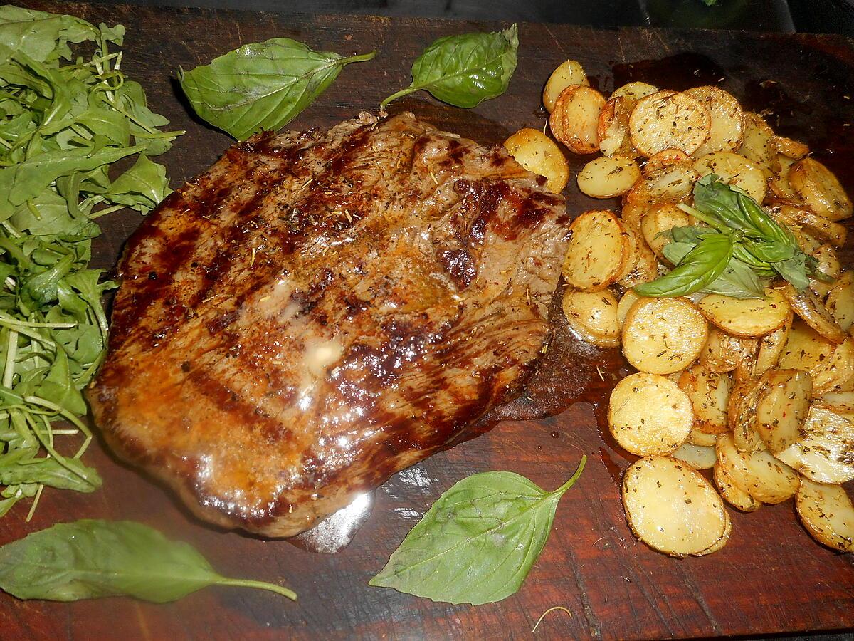 recette Piéce de boeuf grillée pommes de terre aux herbes de provence