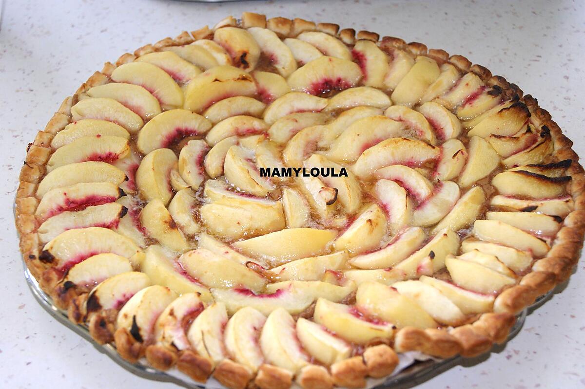 recette Tarte fine aux pêches et à la crème de spéculoos