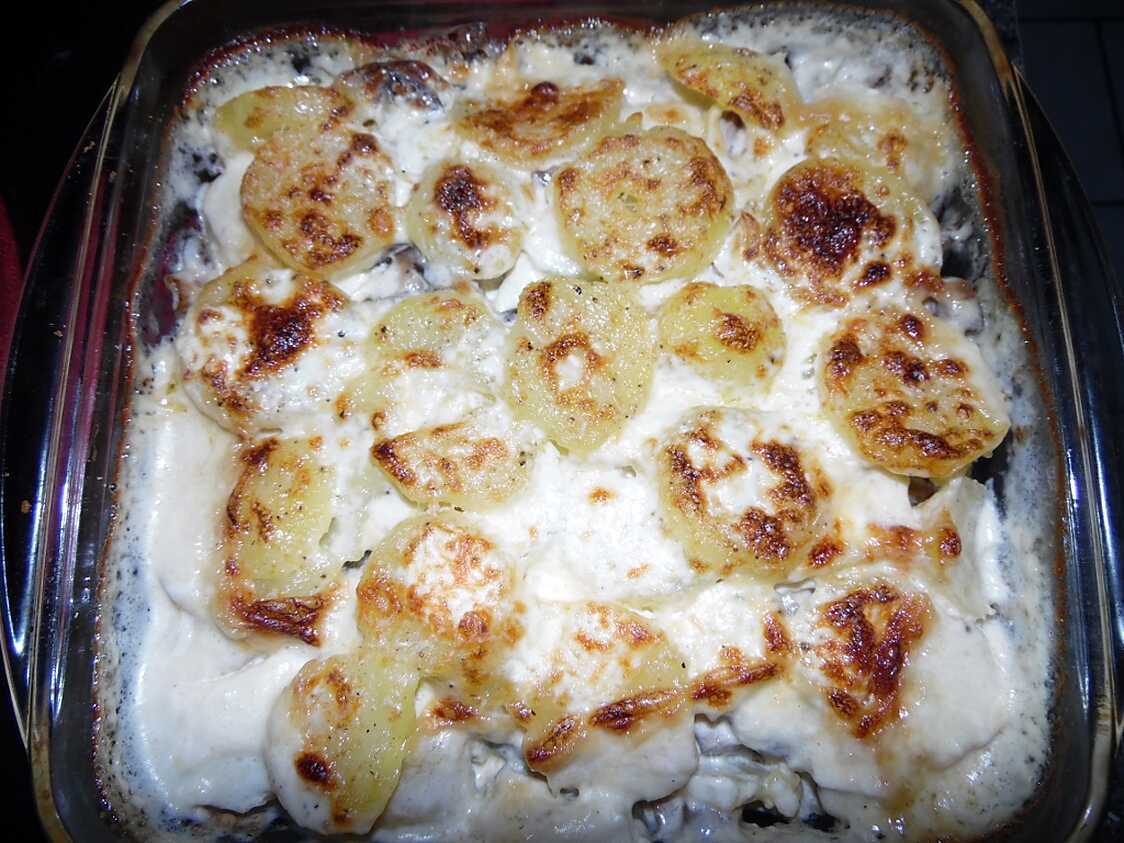 Recette de Gratin de pommes de terre & champignons au pavé d'Affinois