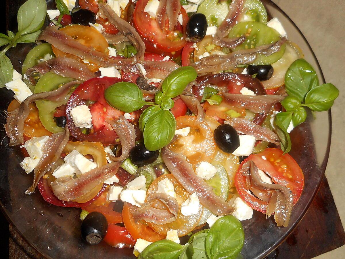 recette Salade grecque aux tomates anciennes