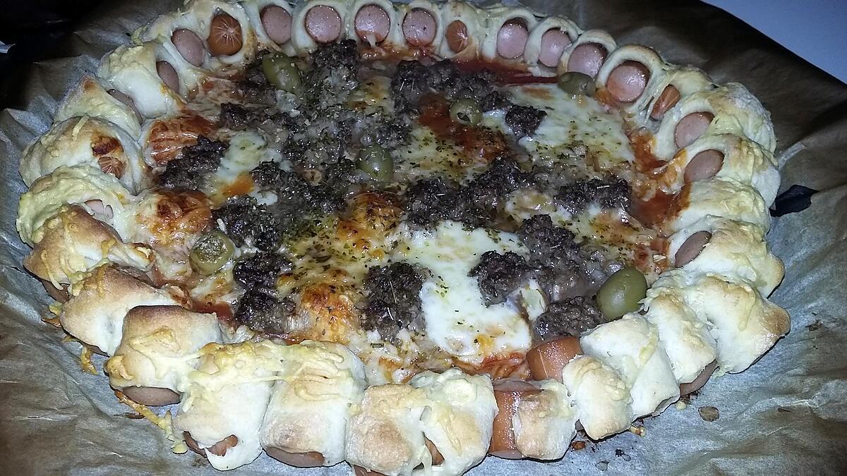 recette Pizza carnivore fourré au saucisses