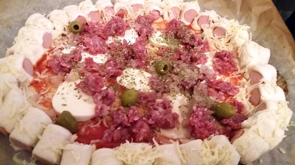recette Pizza carnivore fourré au saucisses