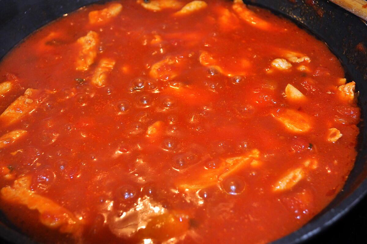 recette Pâte Sauce Tomate  &  son Poulet (facile)
