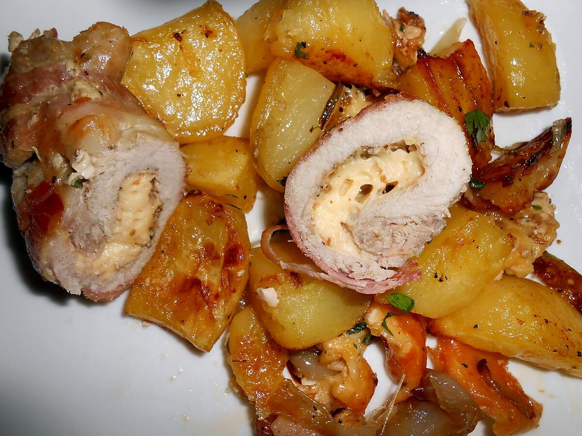 recette INVOLTINI DE PORC AU CUMIN ET LARD POMMES DE TERRE ROMARIN AU FOUR