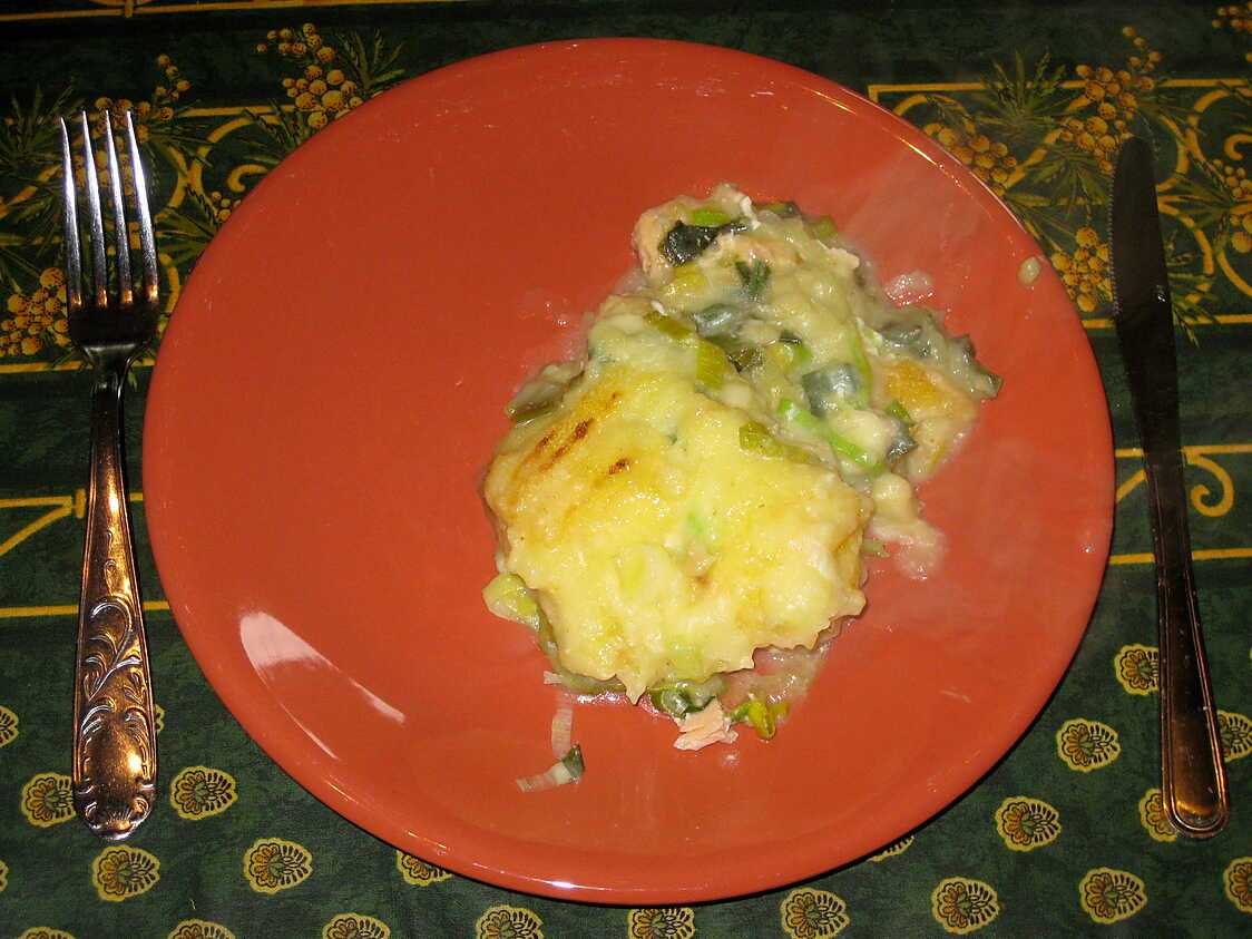 Recette de Parmentier de poireaux au saumon