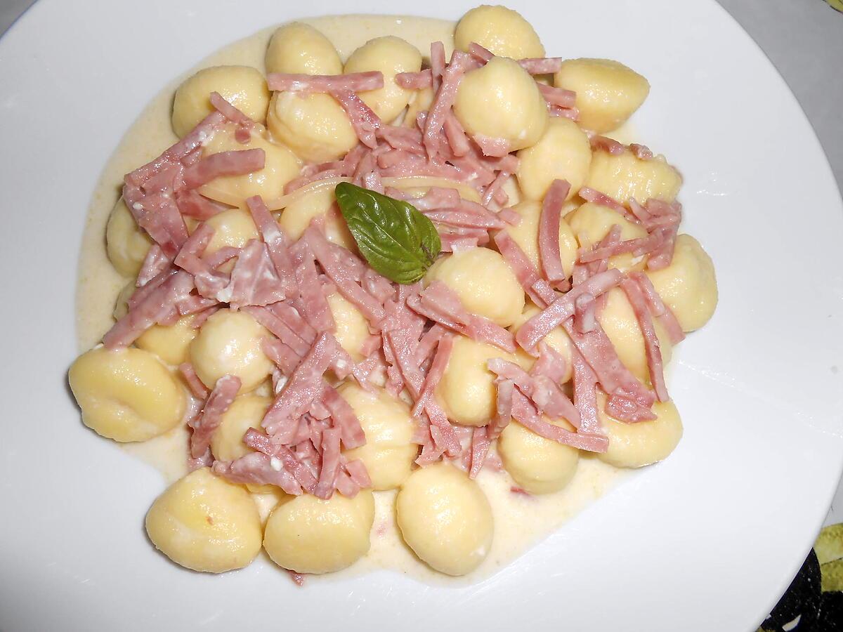 recette PETIT DINER REGIME : gnoccki jambon kiri chèvre