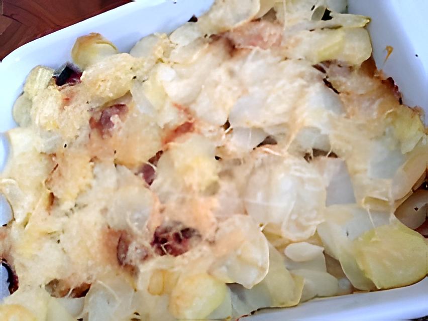 recette gratin jambon, chorizo, raclette