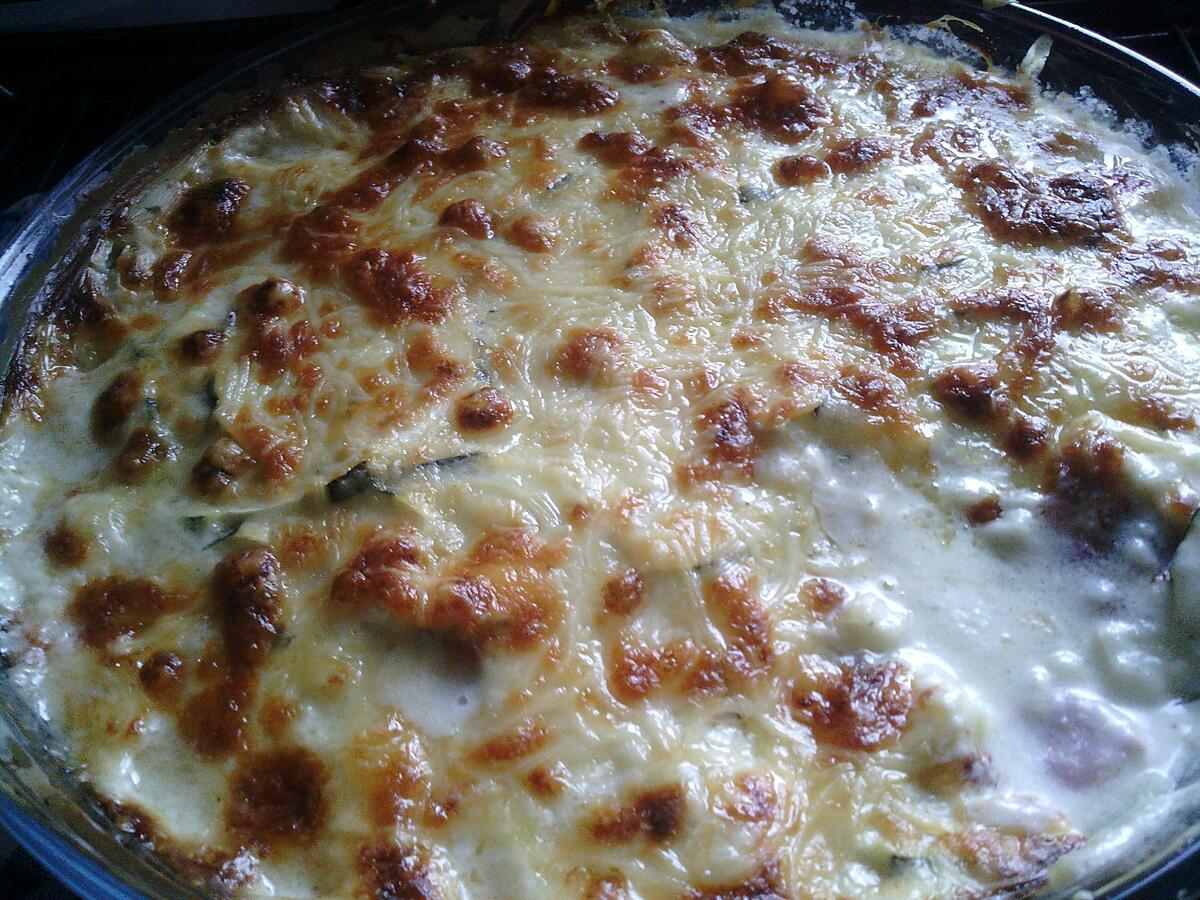 recette Gratin de courgettes et jambon aux 3 fromages