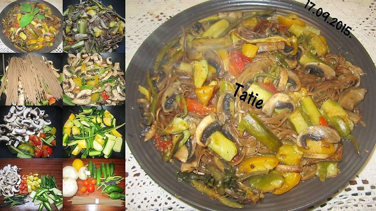 recette Spaghettis Chinois aux petits légumes.