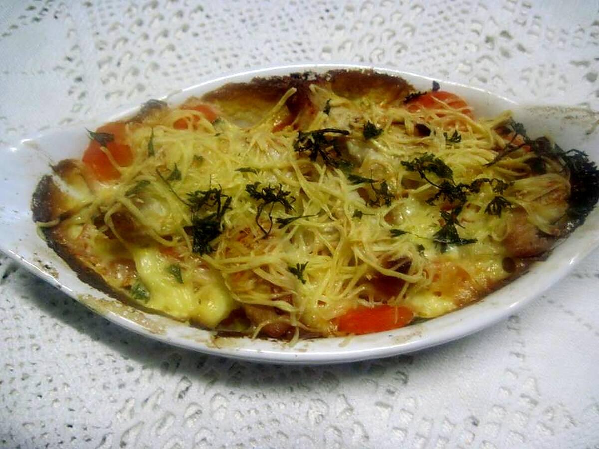 recette Gratin de carottes au poulet.