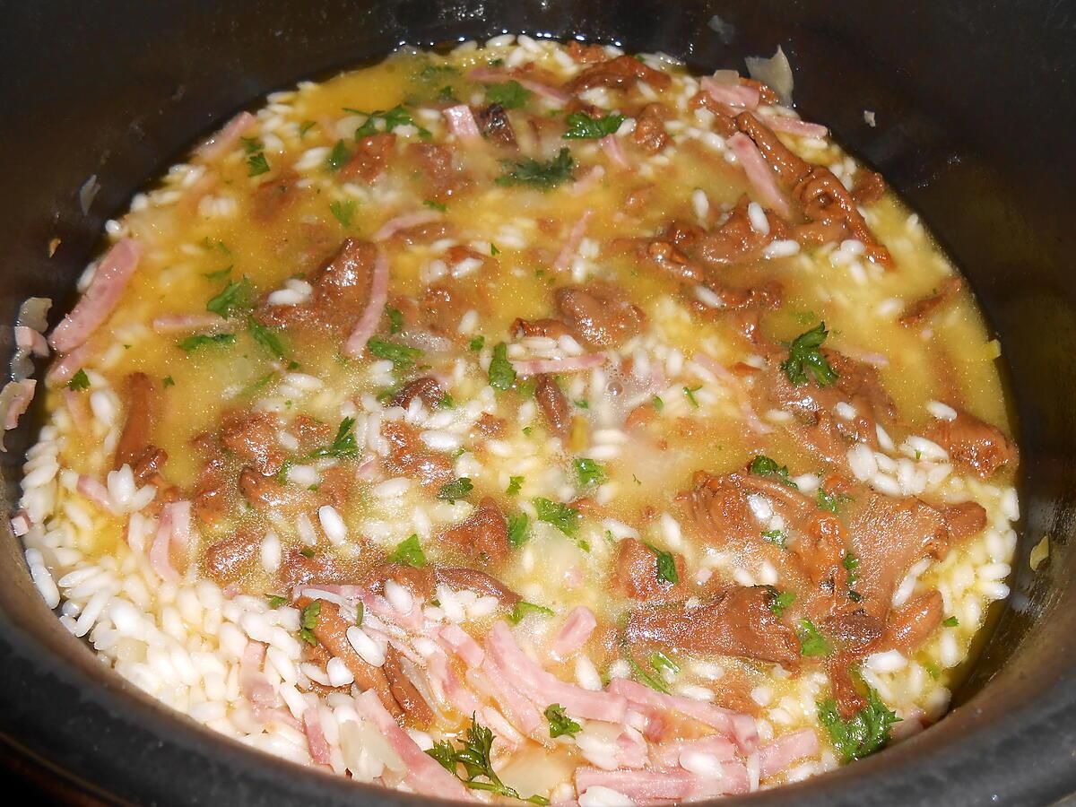 recette RISOTTO JAMBON GIROLLES