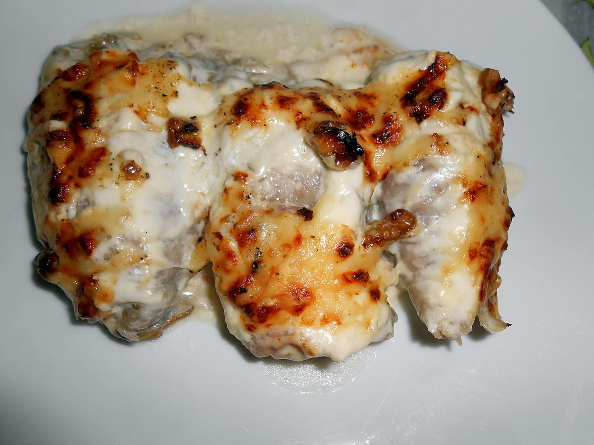 recette ENDIVES GRATINEES AU MASCARPONE GORGONZOLA ET NOIX