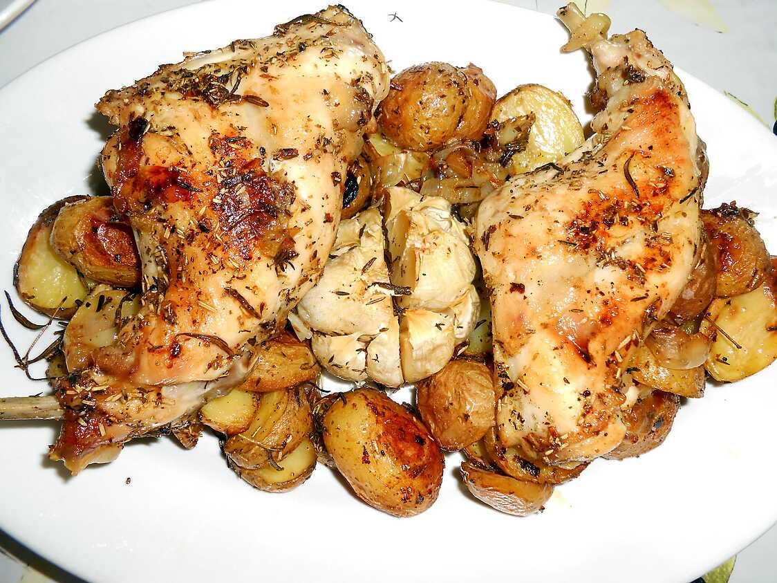 Recette de LAPIN AU FOUR POMMES DE TERRE GRENAILLES CONFITES