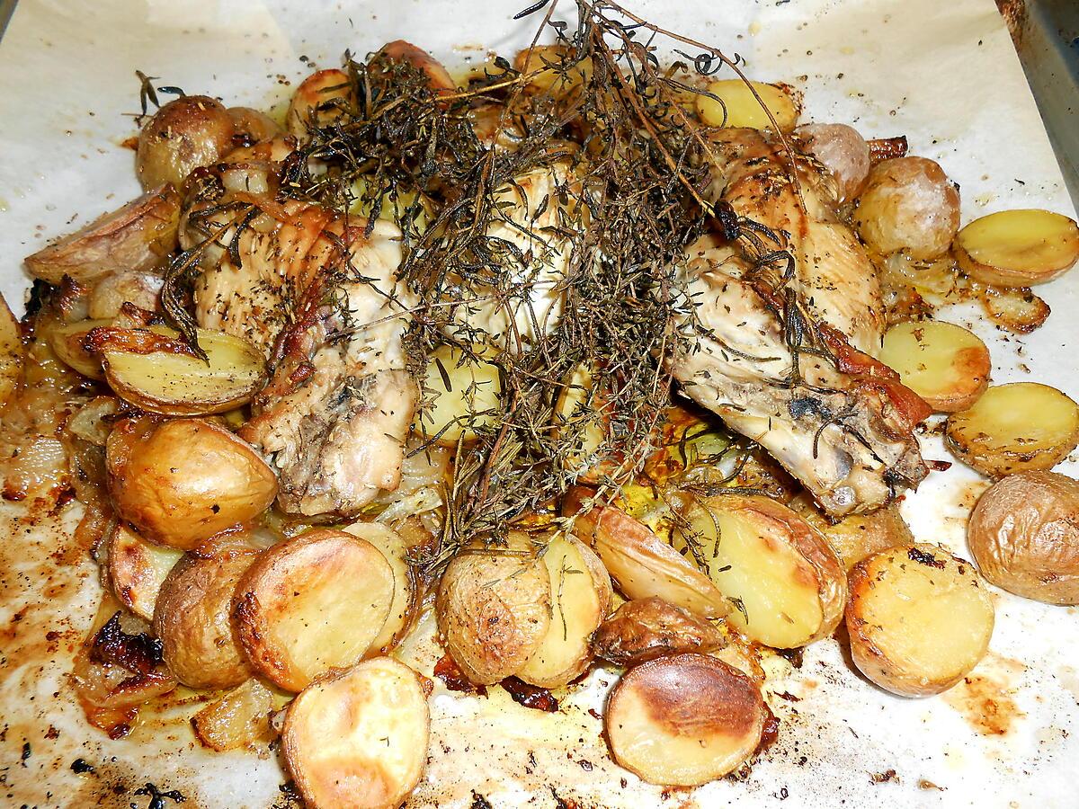 recette LAPIN AU FOUR POMMES DE TERRE GRENAILLES CONFITES