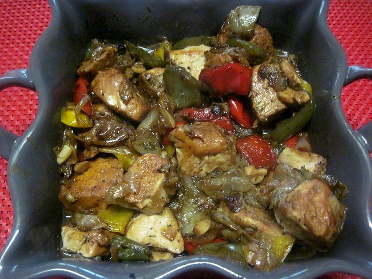 recette Légumes variés aux cubes de poulet.