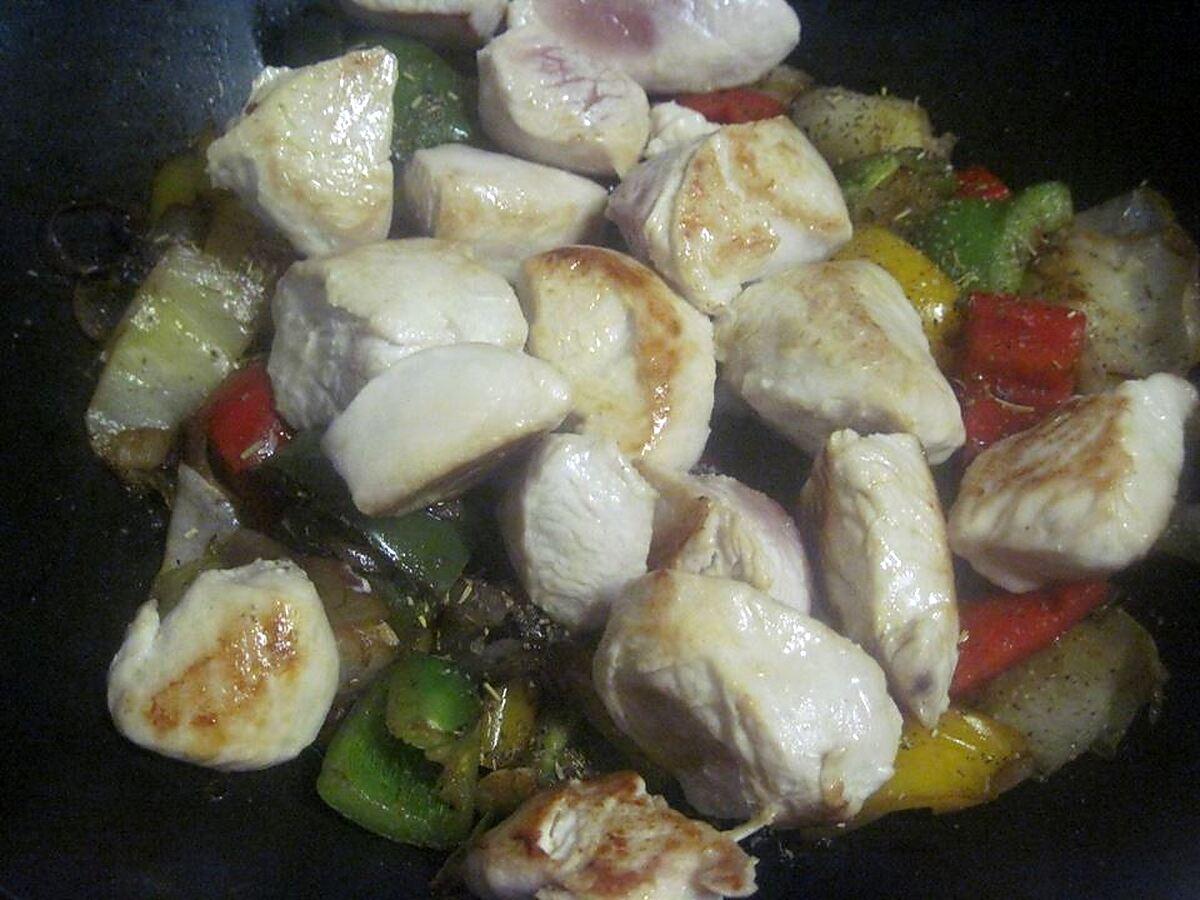 recette Légumes variés aux cubes de poulet.