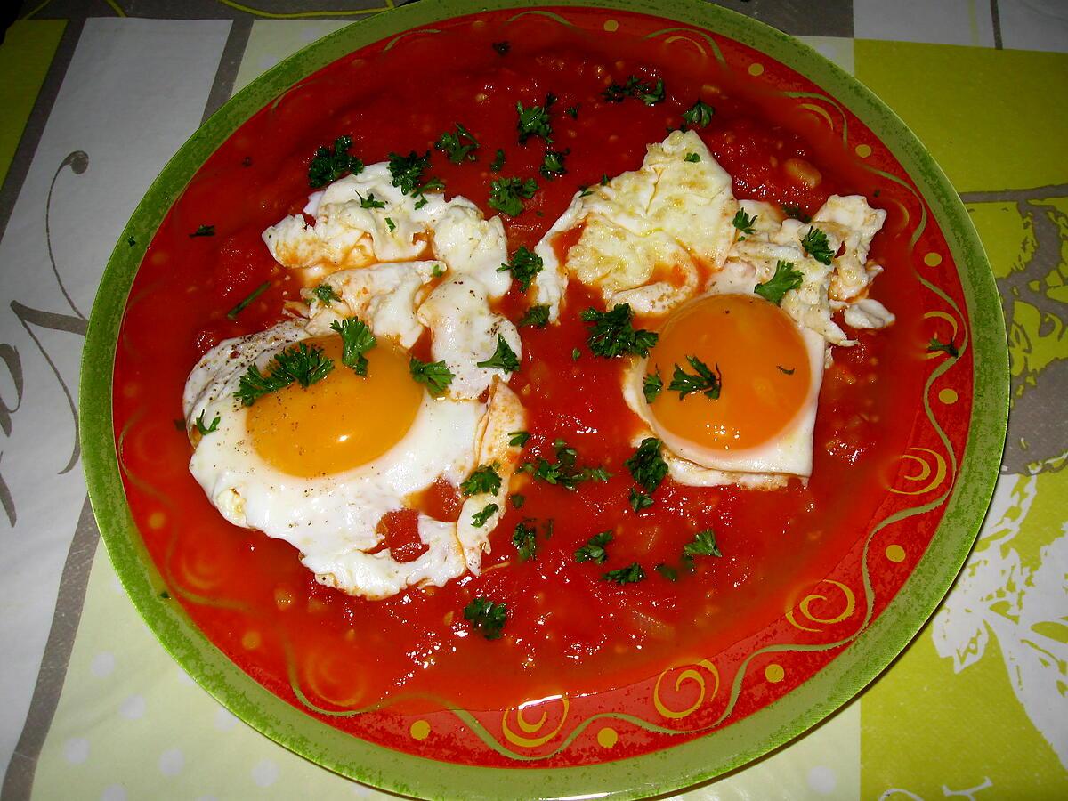 recette Oeufs sur une fondue de tomates