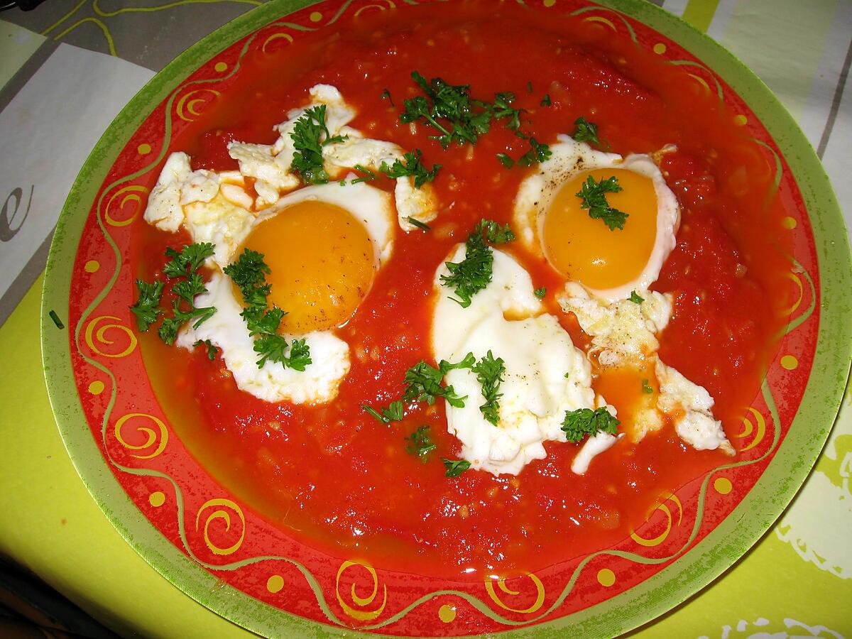 recette Oeufs sur une fondue de tomates