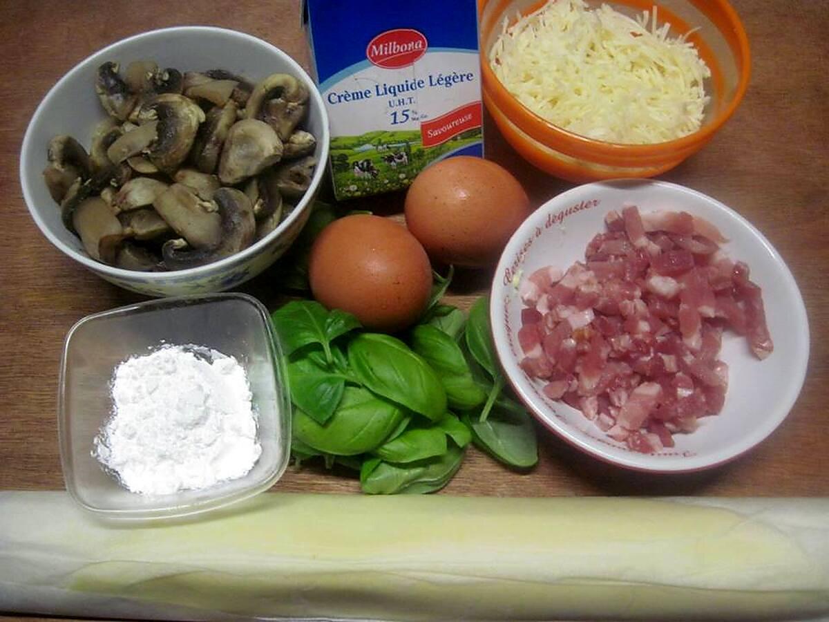 recette Quiche aux champignons et lardons fumés.