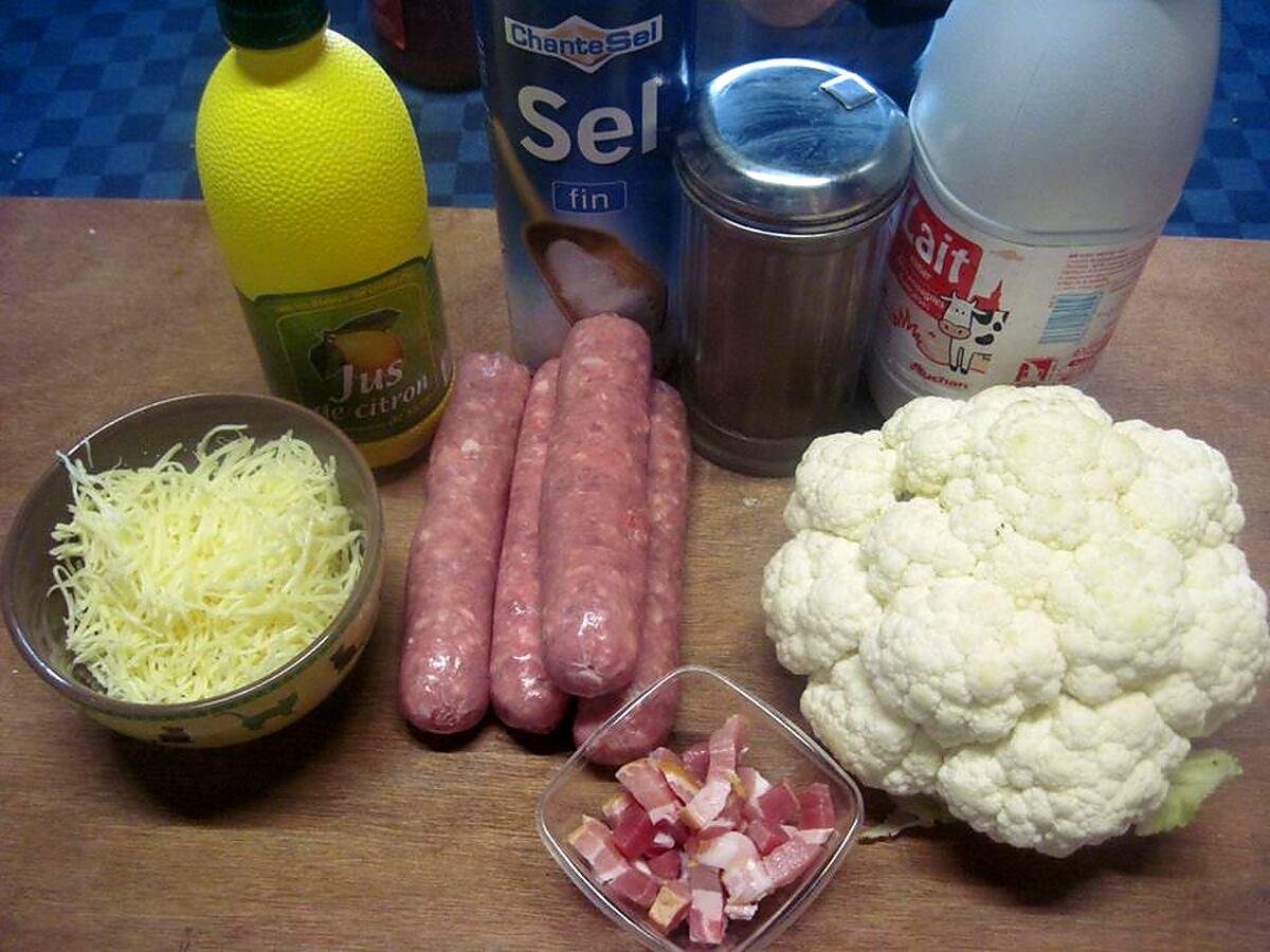 recette Chou-fleurs aux saucisses de Toulouse.