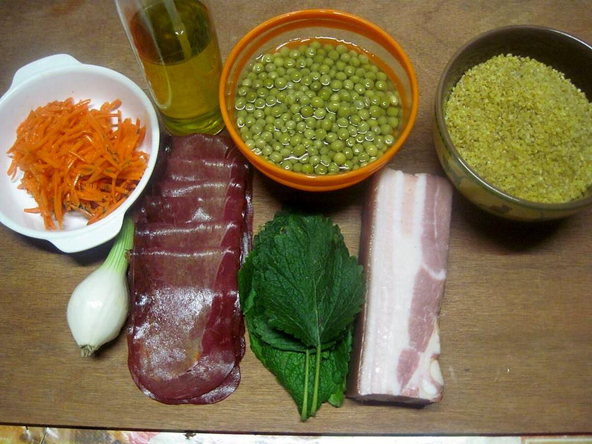 recette Boulgour aux légumes et jambon cru.