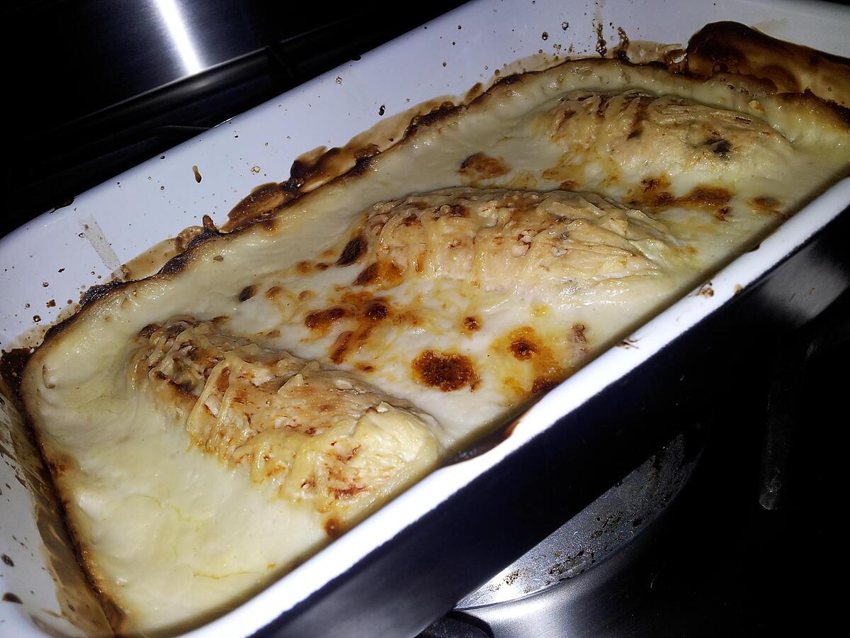 recette Gratiné de quenelles au saumon-poireaux et mozzarella