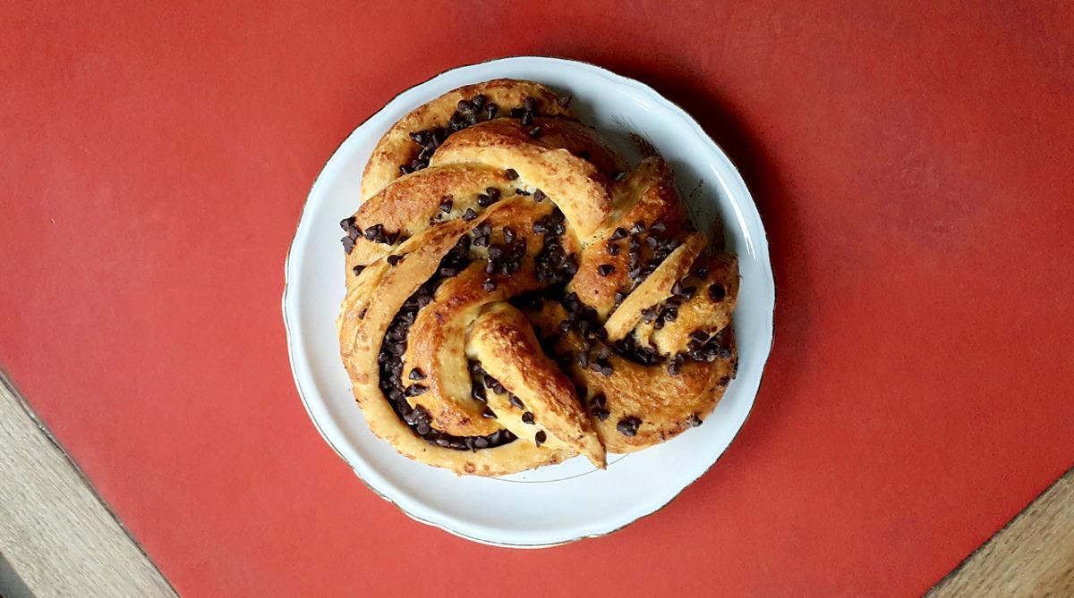 recette Brioche Kringle aux pépites de chocolat