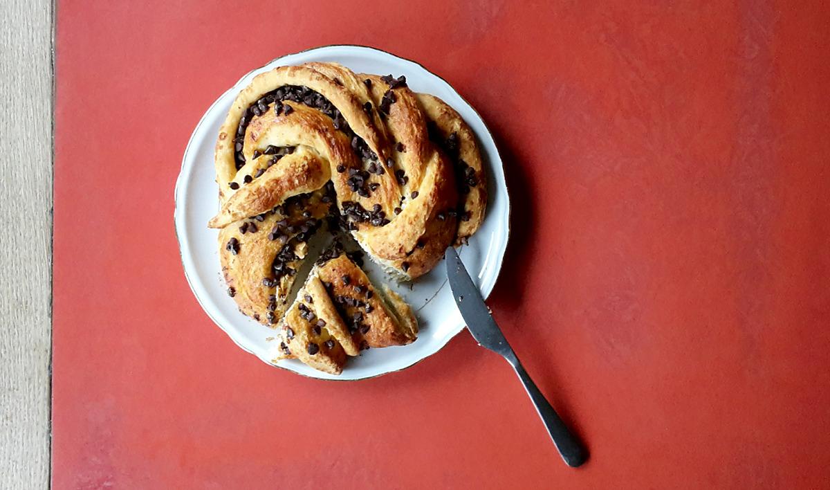 recette Brioche Kringle aux pépites de chocolat