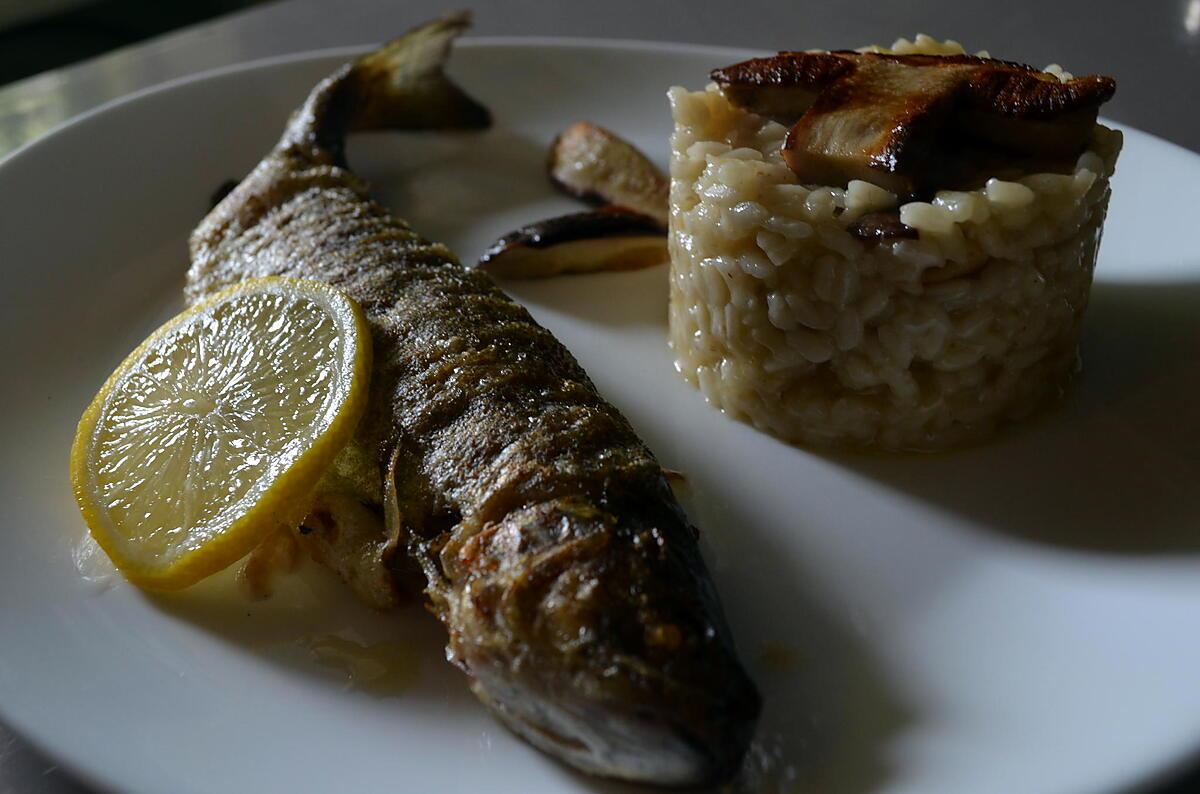 recette TRUITE ET RISOTTO AUX CEPES