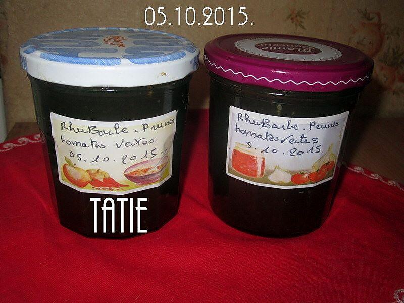 recette Fiche Recette Confiture rhubarbe. prunes.tomates verte