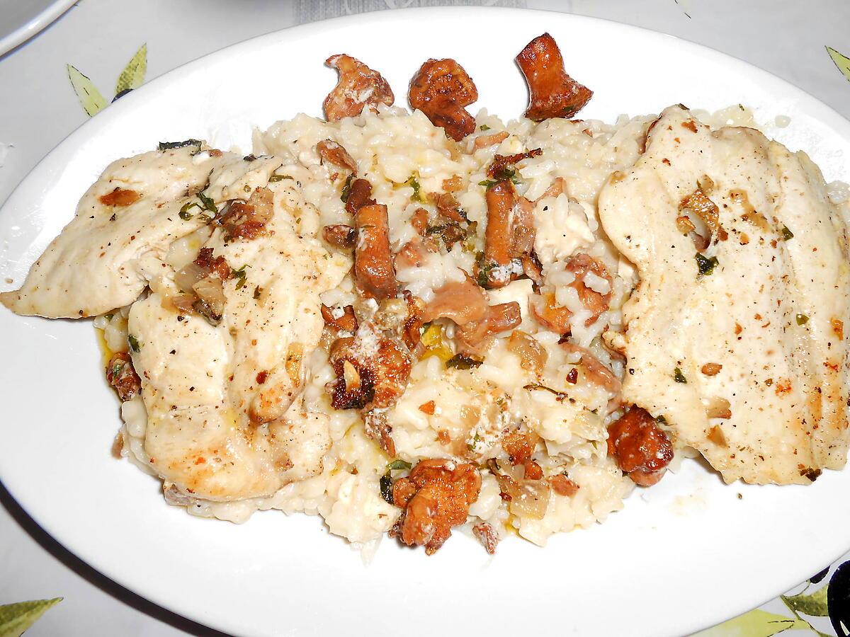 recette RISOTTO AU POULET ET GIROLLES