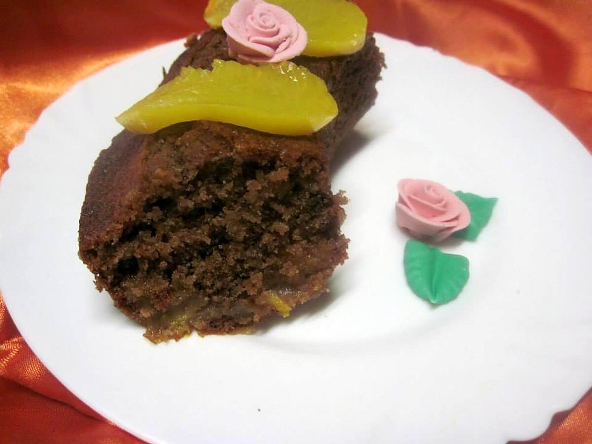 recette Gâteau chocolat et de pêches.