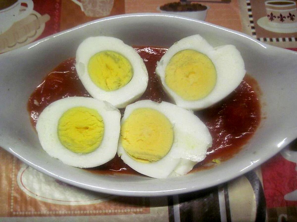 recette œufs durs en sauce tomates. gratiné.