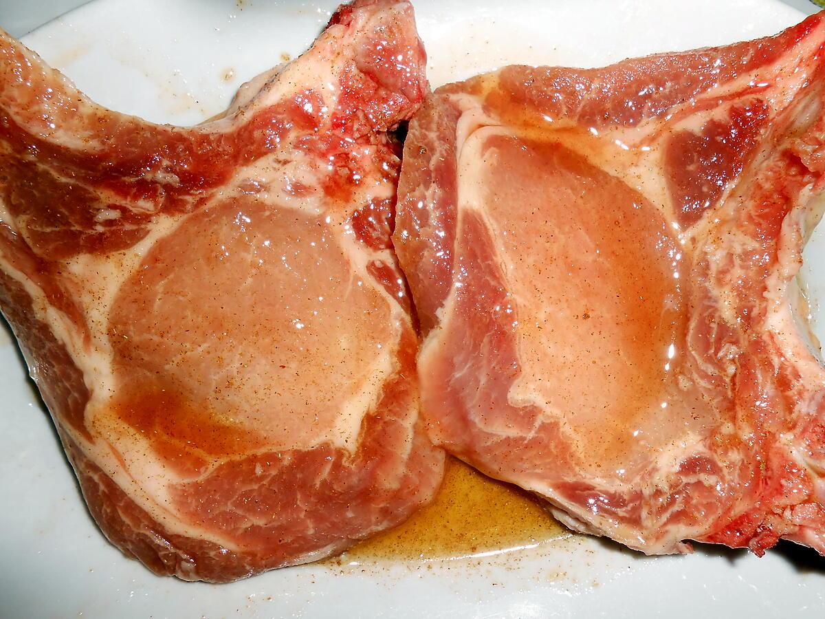 recette COTES DE PORC GRILLEES MIEL CITRON CUMIN