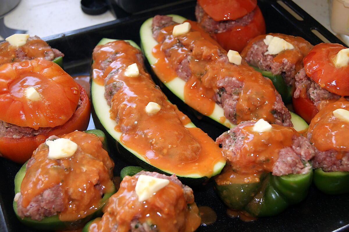 recette Tomates, poivrons, courgettes farcies