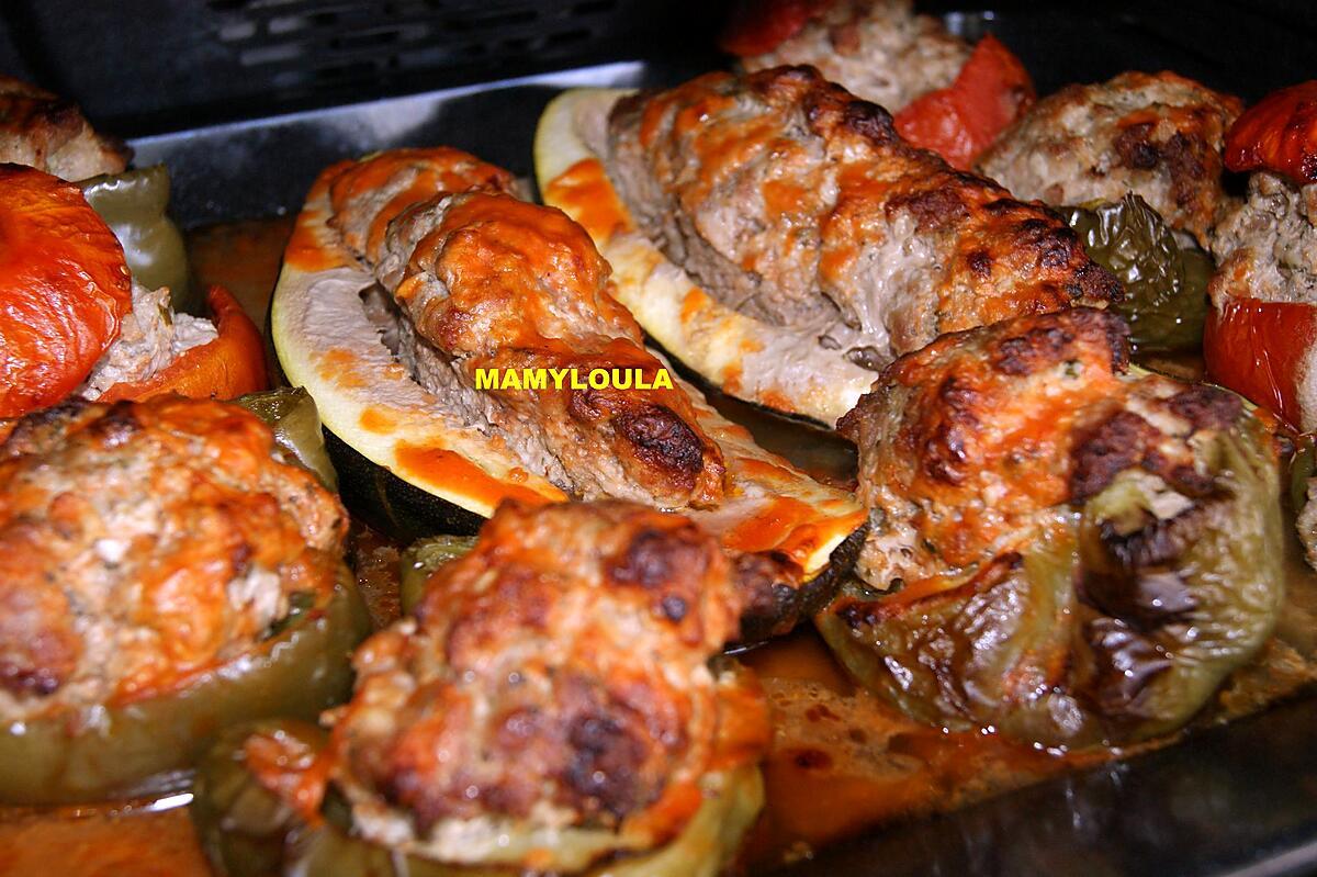 recette Tomates, poivrons, courgettes farcies